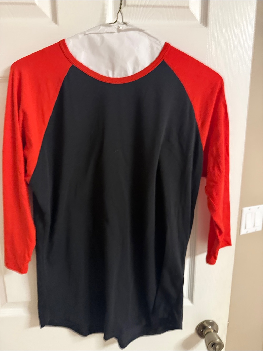 LuLaRoe Black and Red Raglan Jersey Top